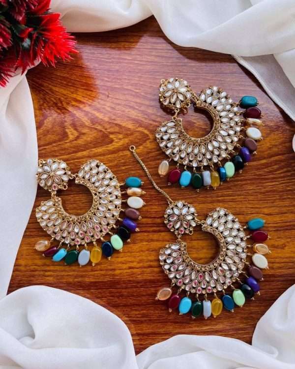 Kundan Earrings & Tika Set