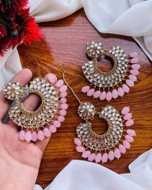 Kundan Earrings & Tika Set