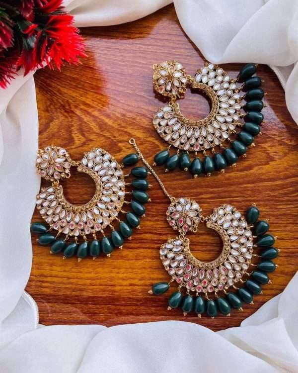 Kundan Earrings & Tika Set