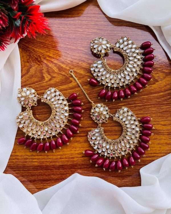 Kundan Earrings & Tika Set